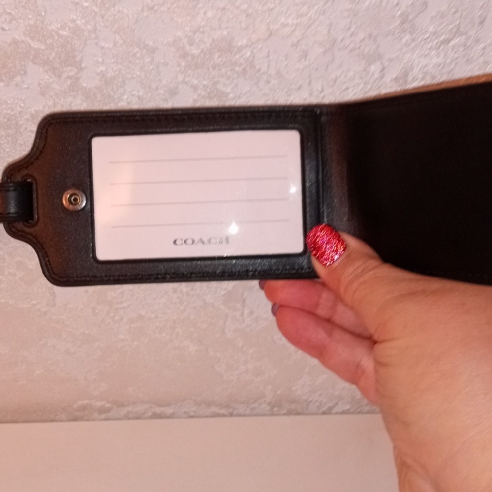 Coach Brown Signature Canvas Luggage Tag with Black Strap - Picture 4 of 5